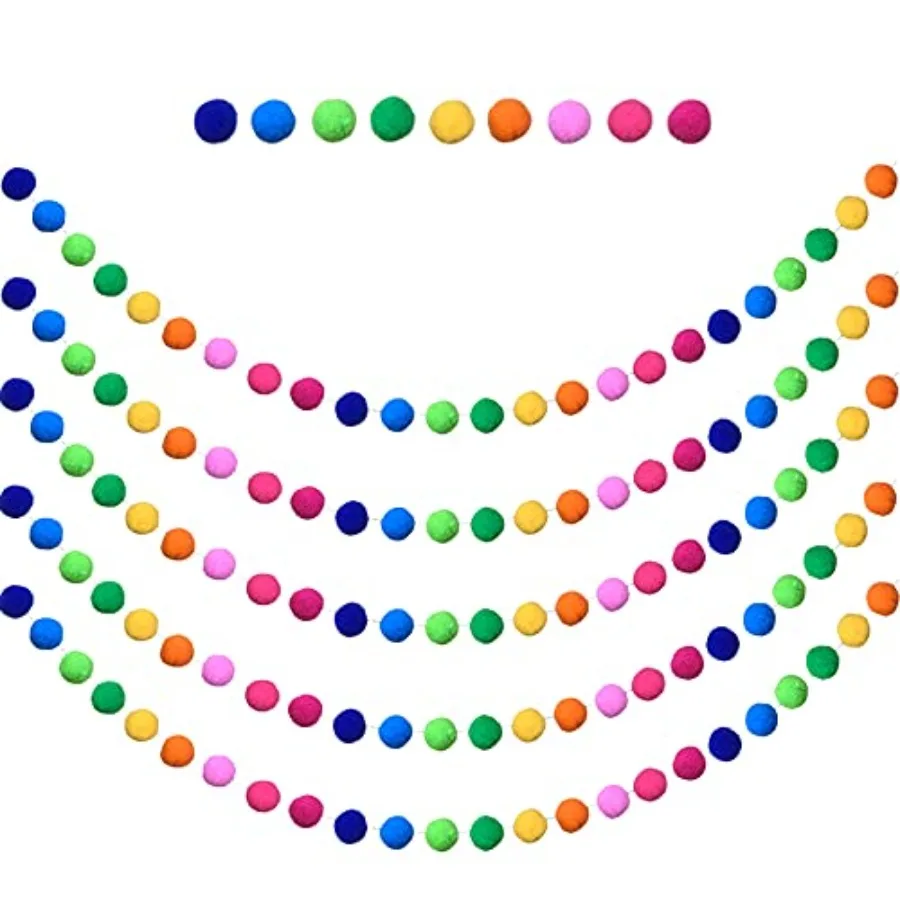 

5 шт., красочная гирлянда с помпонами длиной 6,5 футов, 24 шарика для украшения дома на вечеринке