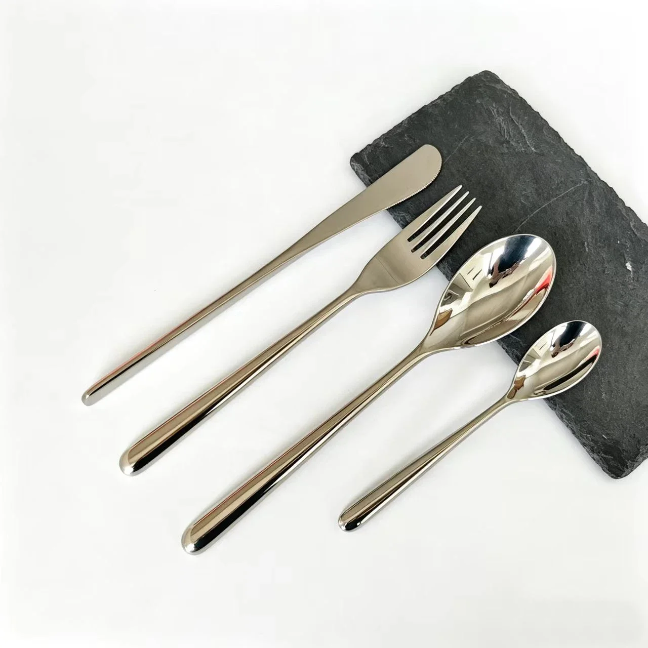 Stainless Steel 24-Piece Dinnerware Set High-End Moonlight Cutlery including Knives Forks Spoons