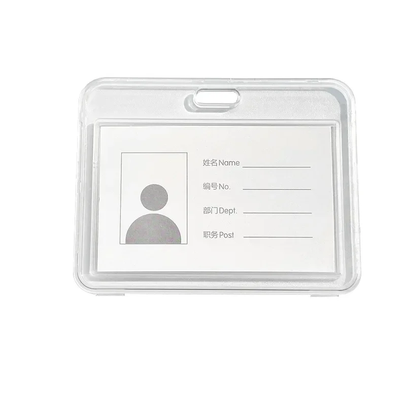 Funda para permiso de trabajo Horizontal con cordón, cubierta transparente de doble cara para tarjeta de trabajo, soporte para insignia, funda para tarjeta de identificación de exposición