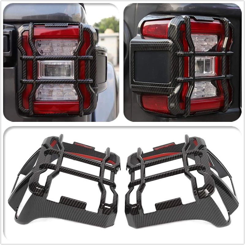 Tail Light Guards Rear Taillights Covers Protector for JL JLU 2018 2019 2020 (Carbon Fiber Look)