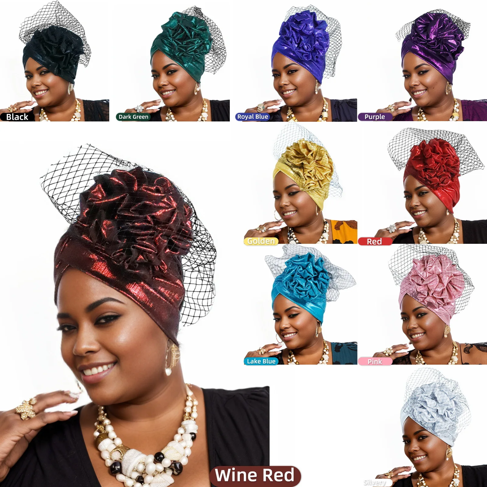 

New Fashion Bright Silk Wrinkled Mesh Side Decal Heavy Industry Nigeria Wedding Festival Baotou