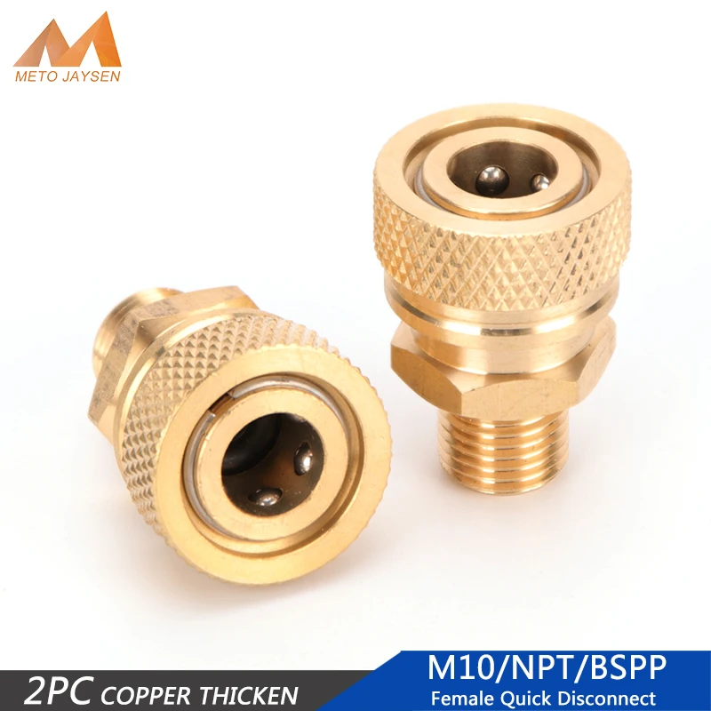 

2pcs BSPP Thread Copper Quick Connect Couplings Fittings NPT Quick Disconnect Release Air Refilling Adapter M10 Coupler Sockets