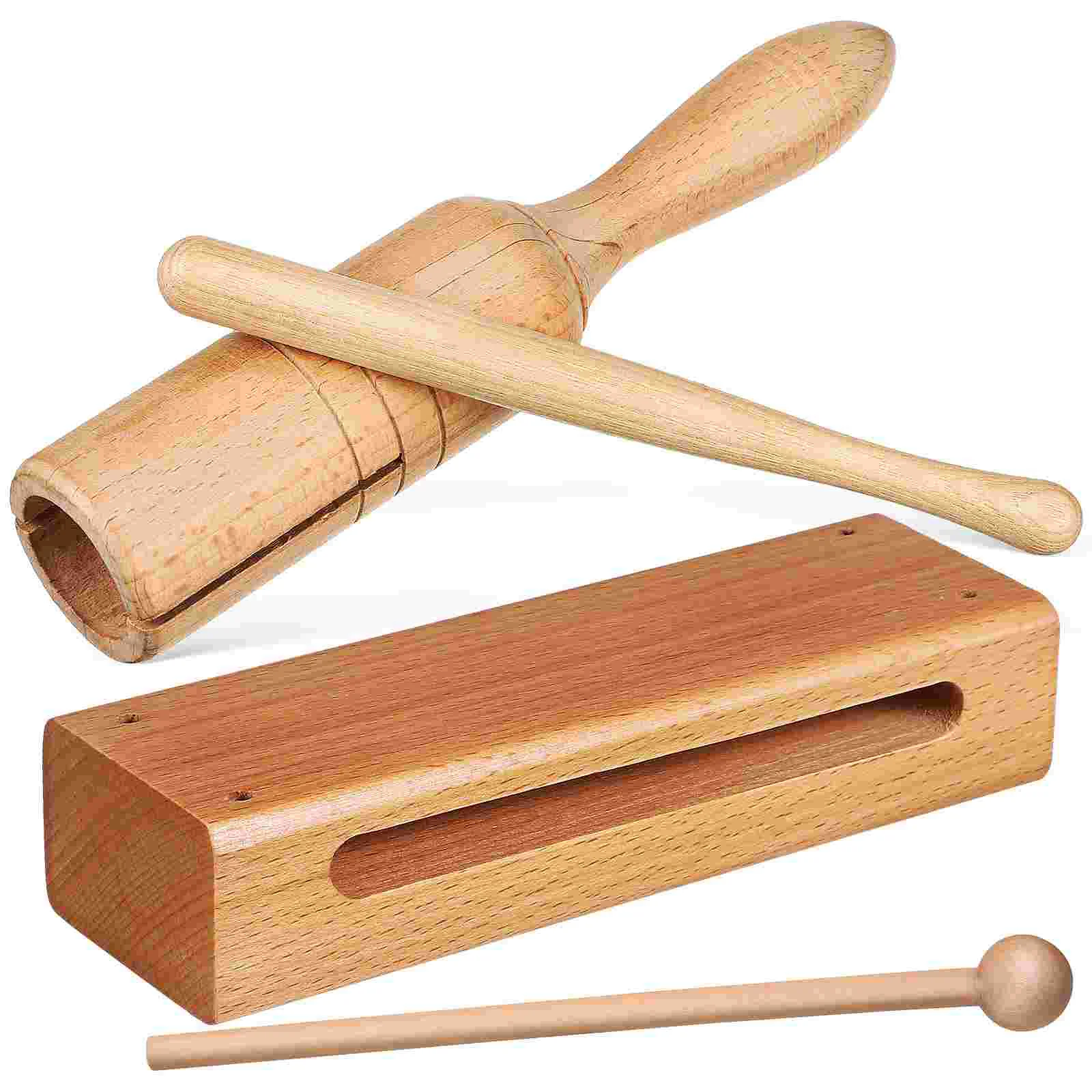 2 Sets Leveling Energy Orff Instrument Toy Musical Instruments Clapper Wooden Rhythm Blocks