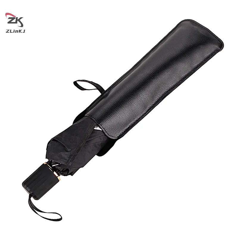 1pc Black PU Leather Umbrella Cover Case Portable Waterproof Umbrella Storage Pocket Water Absorbent Umbrella Bag Ultrafine