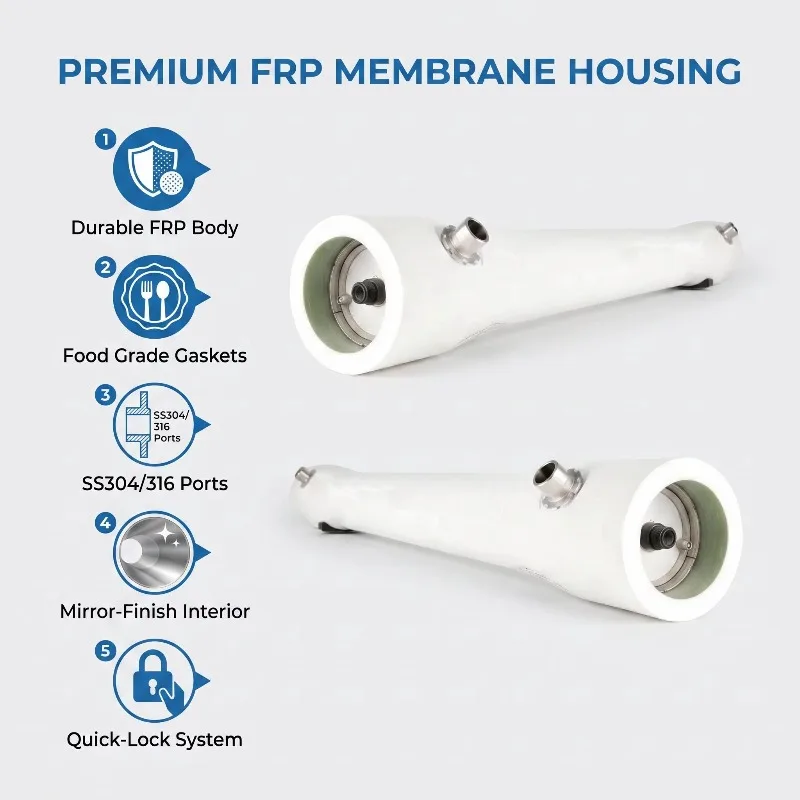 Sing Element RO Membrane Fiberglass Membrane Housing 4 Inch 300 PSI End Port 4040 FRP Membrane Vessel