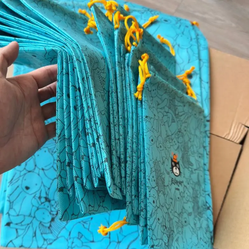 Jellycat heet verkoop op voorraad blauwe stofzak, kat knuffel cadeauzakje, cadeau niet-geweven stof opslag verpakking tas handtas cadeau
