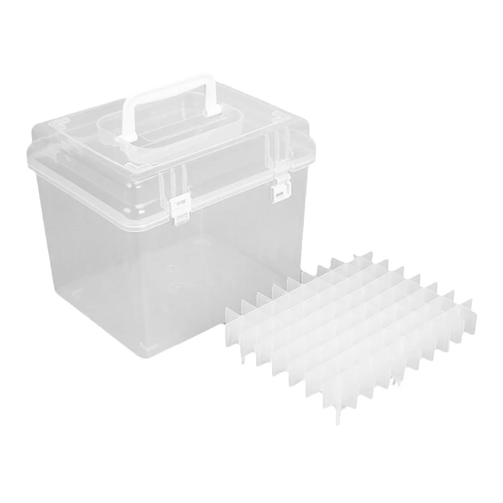 

Marker Storage Organizer Transparent Box Portable Case With Handle Individual Slots Divider For Art Supplies Desk