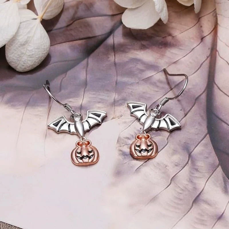 New Retro Gothic Unique Design Earrings Funny Pumpkin Bat Halloween Pendant Earring Gift Versatile Earrings KOFSAC