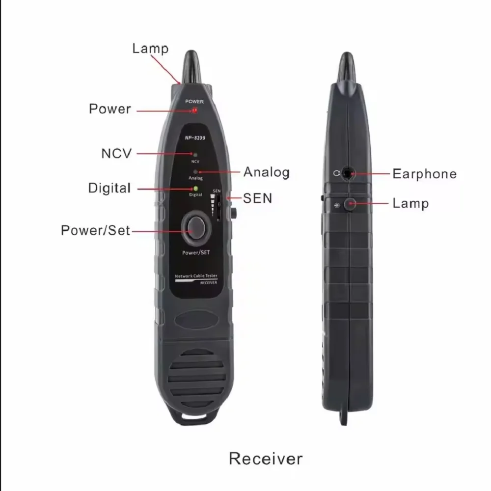 Noyafa NF-8209-WIREMAP Network Cable Tester LCD Display Cable Tracker Measure Length Wiremap Tester Poe Checker Network Tools