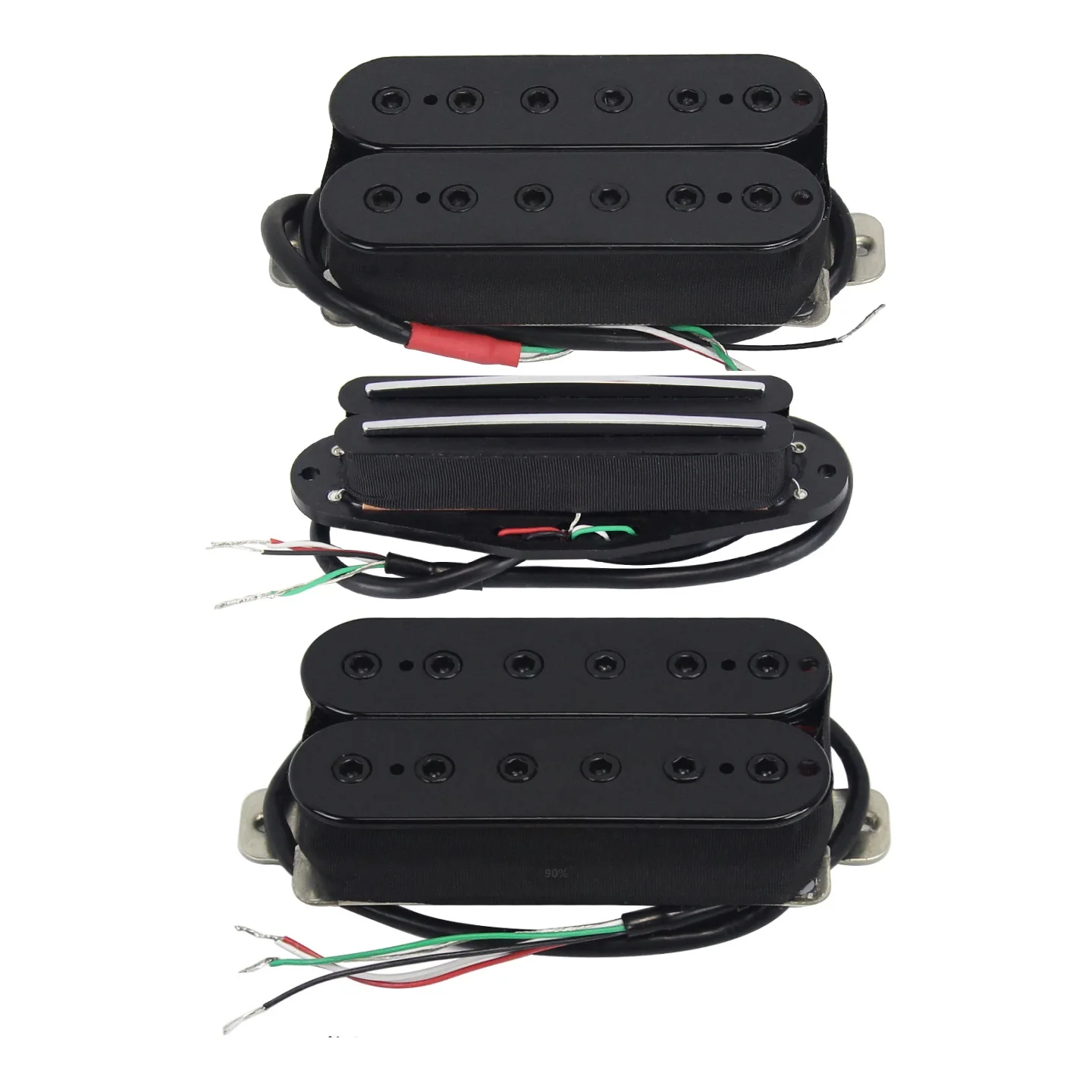 FLEOR 3PCS Ceramic Magnet HSH Guitar Humbucker Pickups & Dual Rails Pickup for Electric Guitar