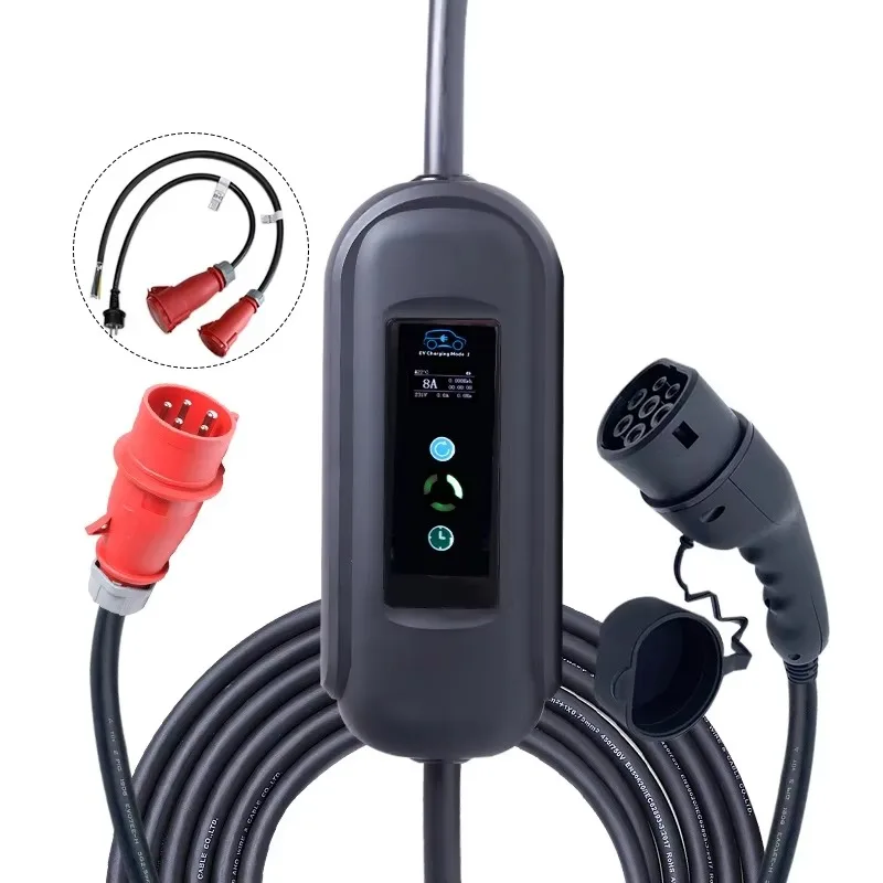 11kw Portable EV Charger GBT Type 2 400V 16A 3 Phase Mobile Car Station New Condition