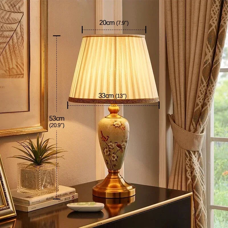 DORIAN Modern Ceramics Table Lamp LED Creative Dimming Remote Control Desk Light for Home Living Room Bedroom Bedside