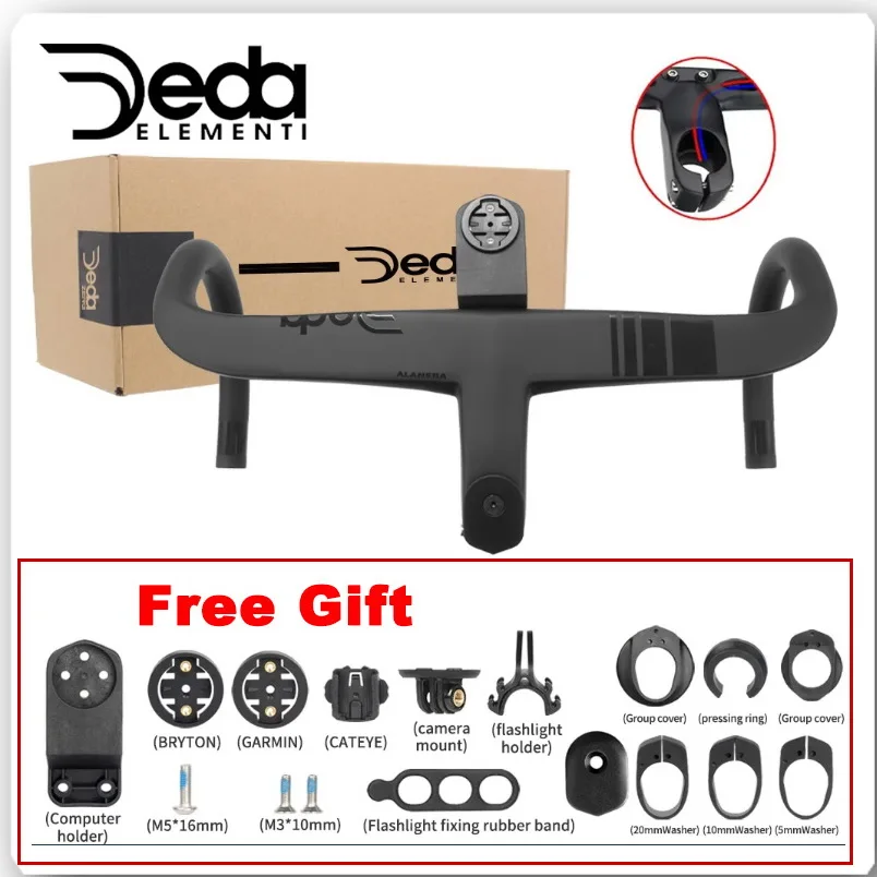 

DEDA ALANERA RS New Paint T1000 Carbon Road Handlebar Integrated Carbon Handlebar Internal cable 28.6mm Steer With Spacers
