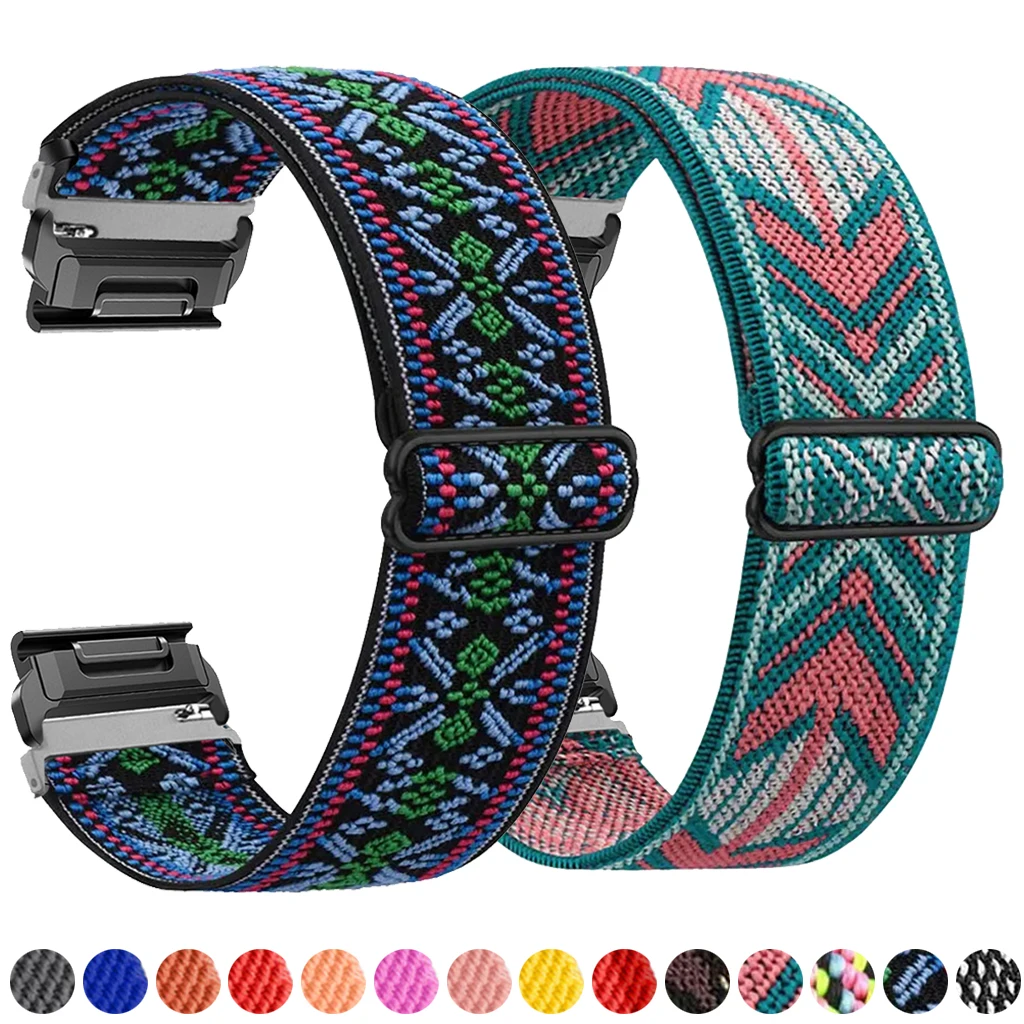 Elastic Woven Nylon Loop Strap For Garmin 22 26mm Fenix 7 7X 6X 6s 6 Pro 5 5s 5X Plus 3HR 945 Epix Gen 2 Enduro Quickfit Band