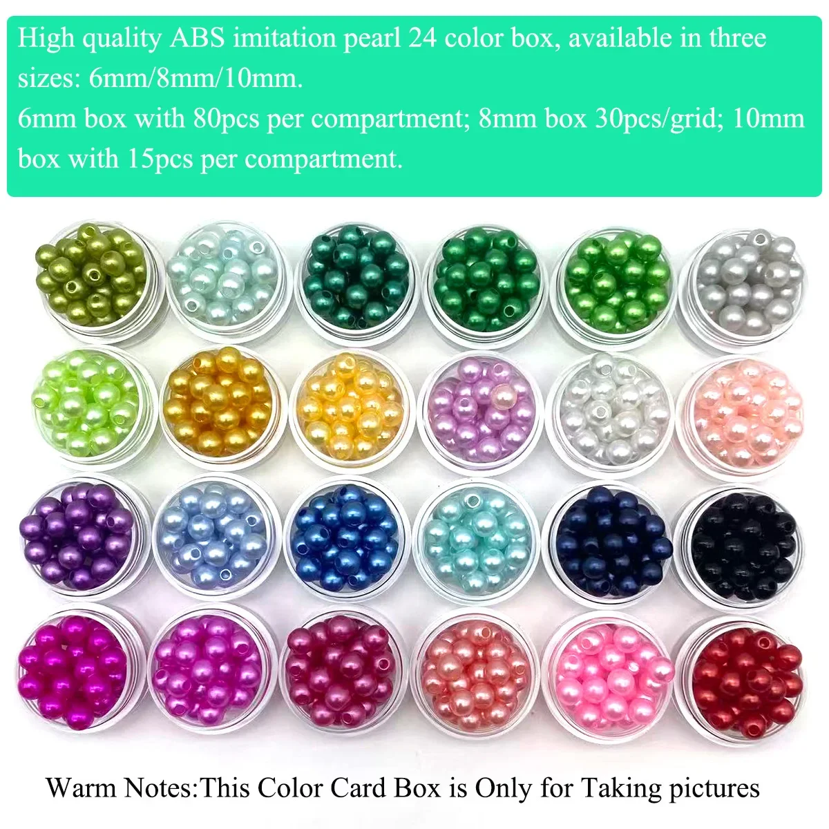 24-Color Box Set ABS Imitation Pearl Beads 6/8/10mm Handmade DIY Jewelry Making Materials for Necklace Bracelet Crafting