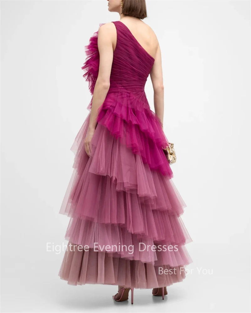 Eightree-Robe de soirée en tulle rose poussiéreux pour femme, robes de soirée à plusieurs niveaux, boule de patients, quel que soit abenkleider lang, plis dégradés, robe de princesse