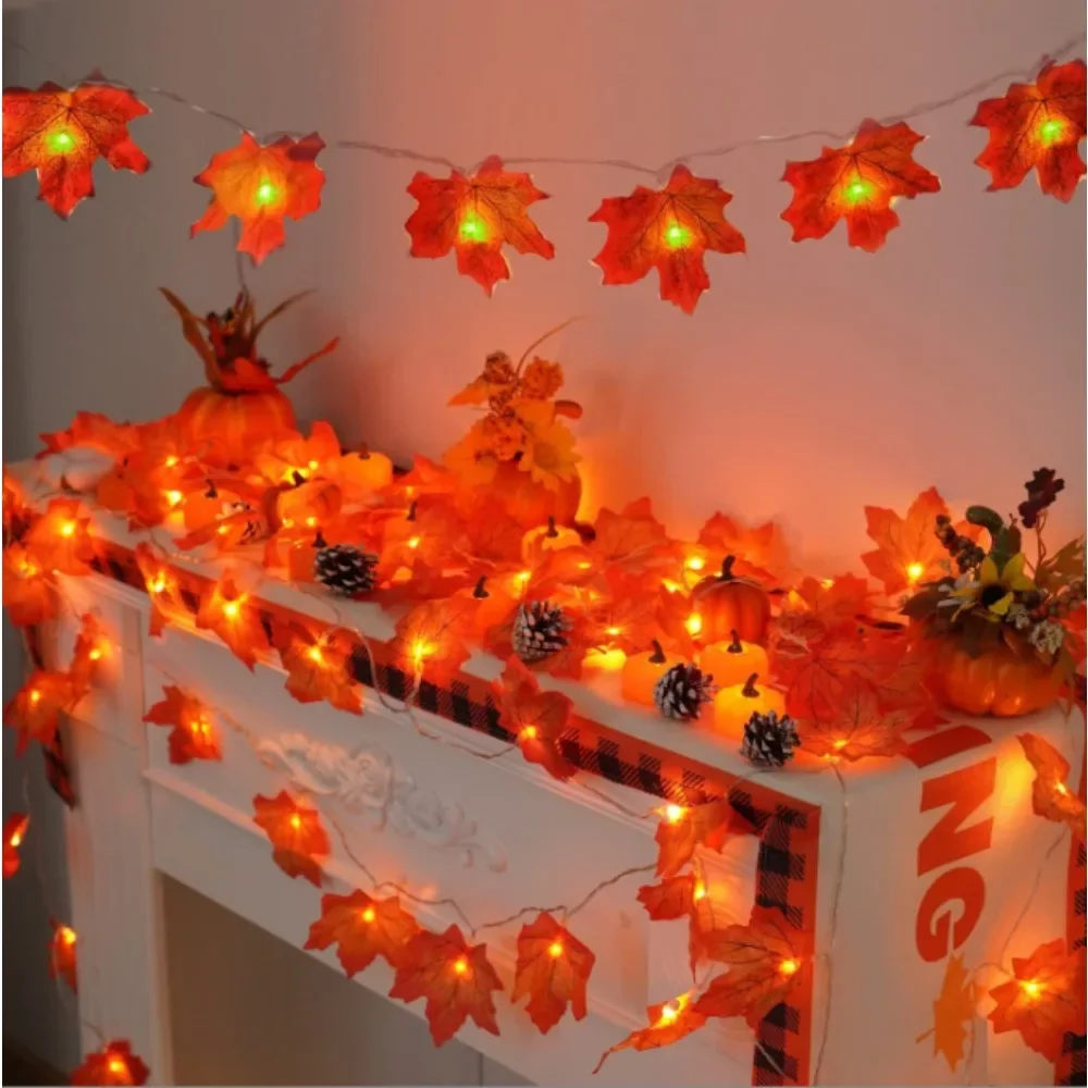 10/20/40/LED ประดิษฐ์ Maple Leaf ใบ LED Light String โคมไฟ Garland Home Party DIY Deco ตกแต่งคริสต์มาสใหม่ปี