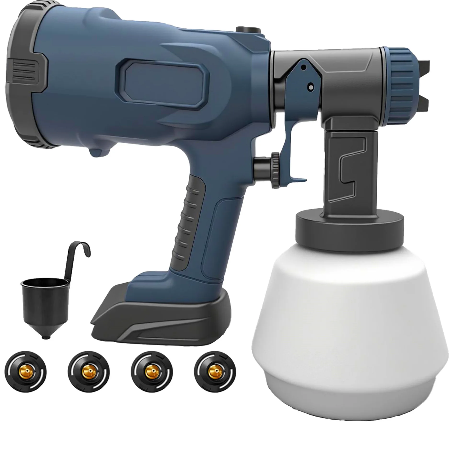 Kabelloser Farbsprüher, Elektrische HVLP-Spritzpistole mit 4 Düsen & 1000ml Behälter, Batteriebetriebener Farbsprüher für Möbel, Zäune, Wände, DIY-Projekte, Kompatibel mit Makita 18V Akku (Akku Nicht