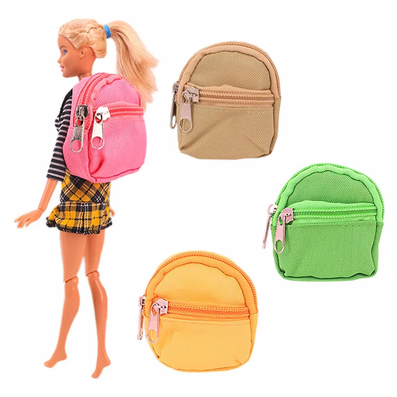 1 Set Multiple Backpack Yellow Green Pink Brown Mobile Phone Violin Glasses Washing Machine Surfboard For Barbie Doll Kids Toy