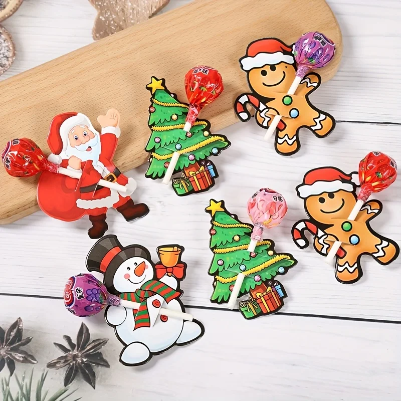 Weihnachten Lutscher Dekor Stecker Weihnachtsbaum Zuckerrohr Süßigkeiten Lebkuchenmann Weihnachtsmann Schneemann Muster Süßigkeiten Einsatz für Weihnachtsgeschenke Kinder