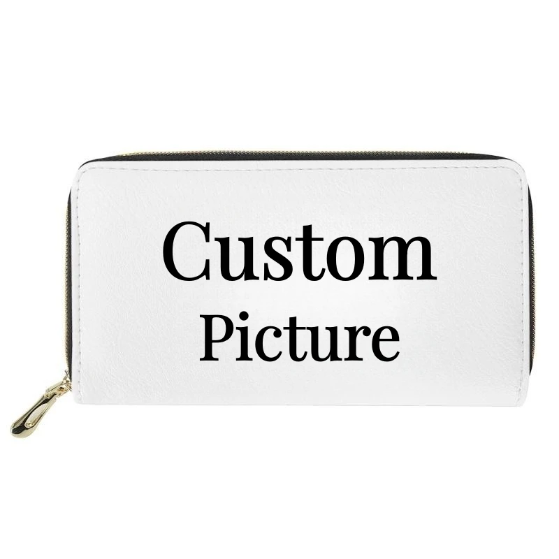 Dropshipping 3D Custom Logo Image Women Female PU Wallets Long Mujer Wallet Purse Card Holders Bags Lady Purses for Women Gifts