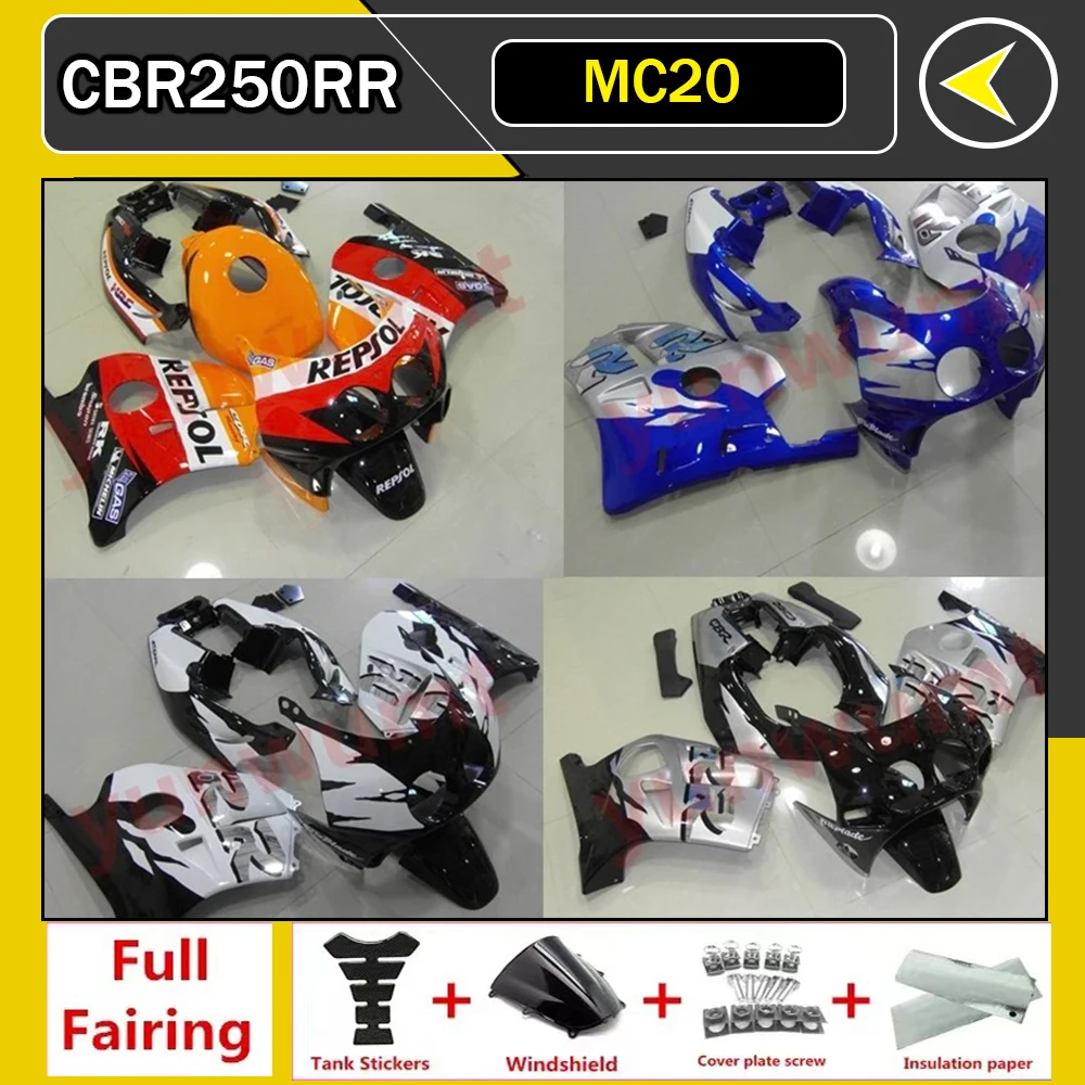 

Motorcycle Fairings Kits For Honda CBR250rr 1990-1994 NC22 CBR 250 RR MC22 CBR250 RR 1993 Full Fairings Set White Black