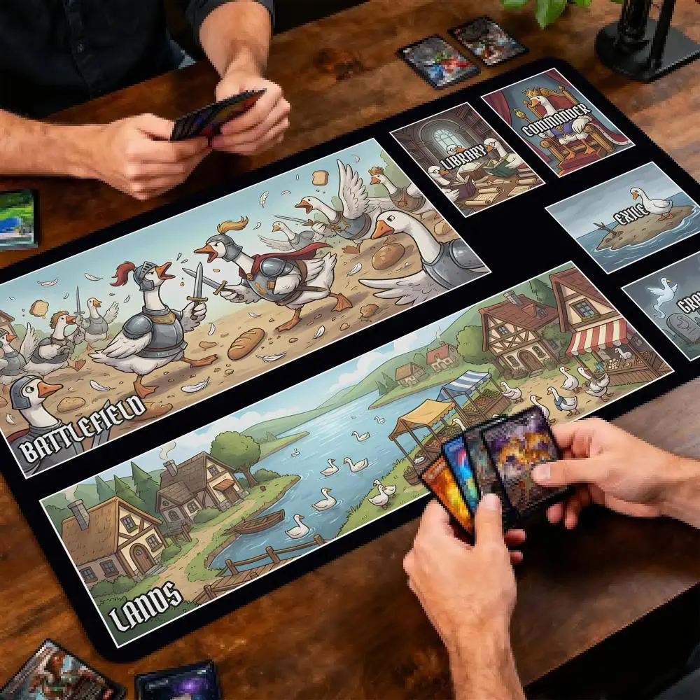 Battle-fighting Goose Soldier Design Magic Party Game Mat Durable Rubber for MTG&TCG Games 35X60cm Mouse Pad Offices Desk Mats