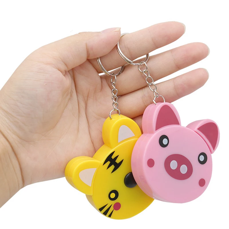 Cartoon Tape Measure 0-150cm 0-60 Inch Mini Portable Cute Animal Shape Key Ring Automatic   Tape Measure Panda Frog Piggy Tiger