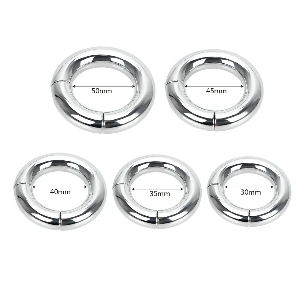 Scrotum Stretcher Sex Toys for Men Heavy Duty Male Magnetic Ball 5 size Metal Penis Cock Lock Ring Delay Ejaculation