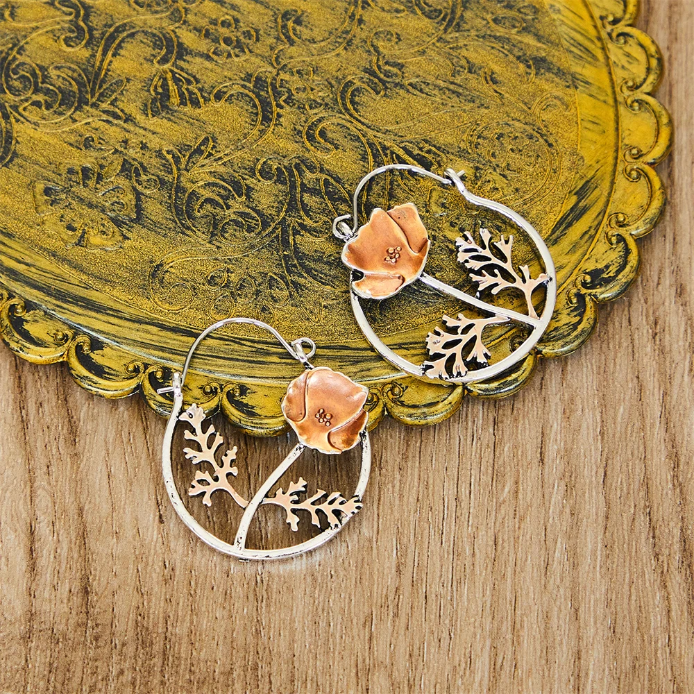 

Geometric Flowers Dangle Earrings for Women Statement Retro Personalized Hanging Piercing Eardrop Vintage Accessories Jewelry