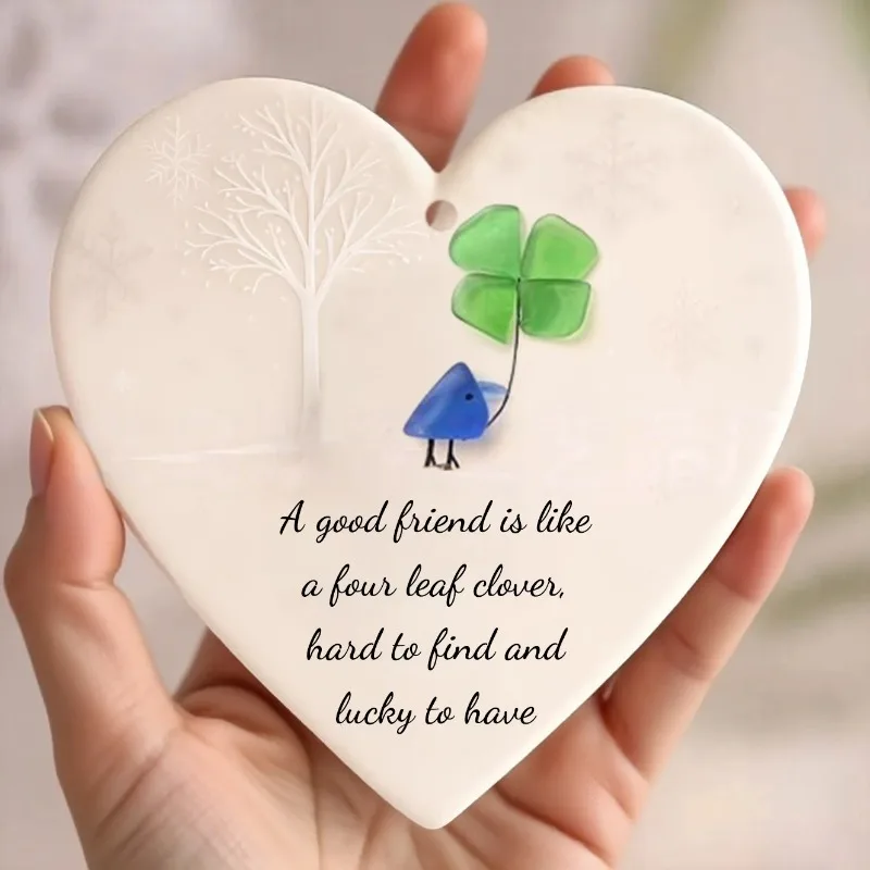 

Friendship Listing Made of Two Materials Ceramic and Acrylic Heart-shaped Sea Glass Friendship Decor Creative Friend Gifts
