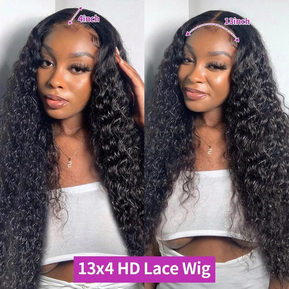 26 28 30 Inch 13x4 Lace Front Human Hair Wigs For 180% ,Water Wave HD  Lace Front Wig And Wavy Loose Deep Wave Frontal Wig