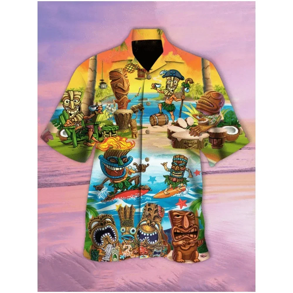 Shirt For Men Luxury Hawaiian Shirt Unisex Lapel 3d Print Men Short Sleeves Open Stitch Fashion Beach Tops Oversized Streetwear