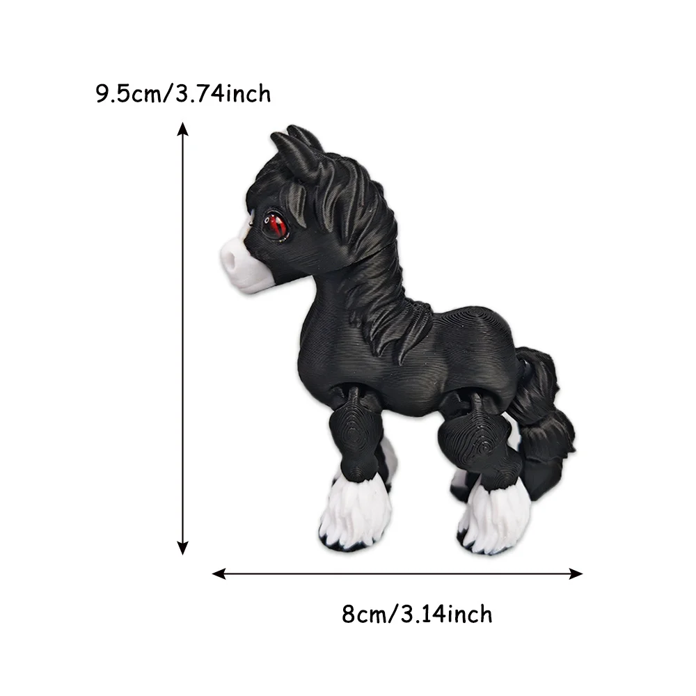 متعدد المفاصل المنقولة ثلاثية الأبعاد الطباعة أشعة الشمس قوس قزح ليتل الأبيض الحصان ألعاب حيوانات الإبداعية مكتب منزلي الديكور هدايا أعياد ميلاد للأطفال #6