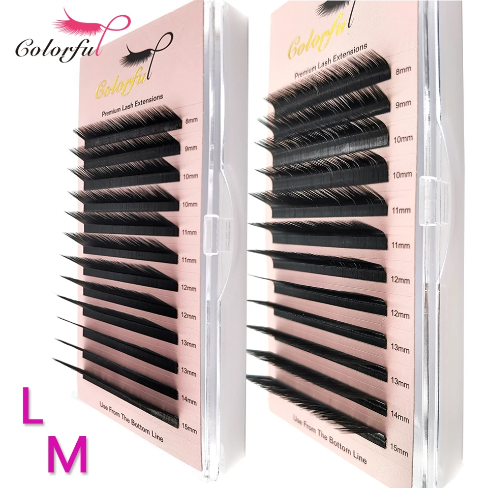 

L M Curl Faux Individual Lashes Maquiagem Cilios for Professionals Matte Black Russian Volume Eyelash Soft L curl Makeup Lashes