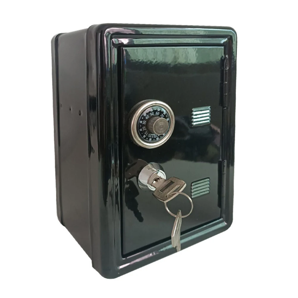 

1 шт. миниатюрный металлический сейф креативная железная копилка мини-сильный ящик для экономии формы настольный копилка украшения для дома черный