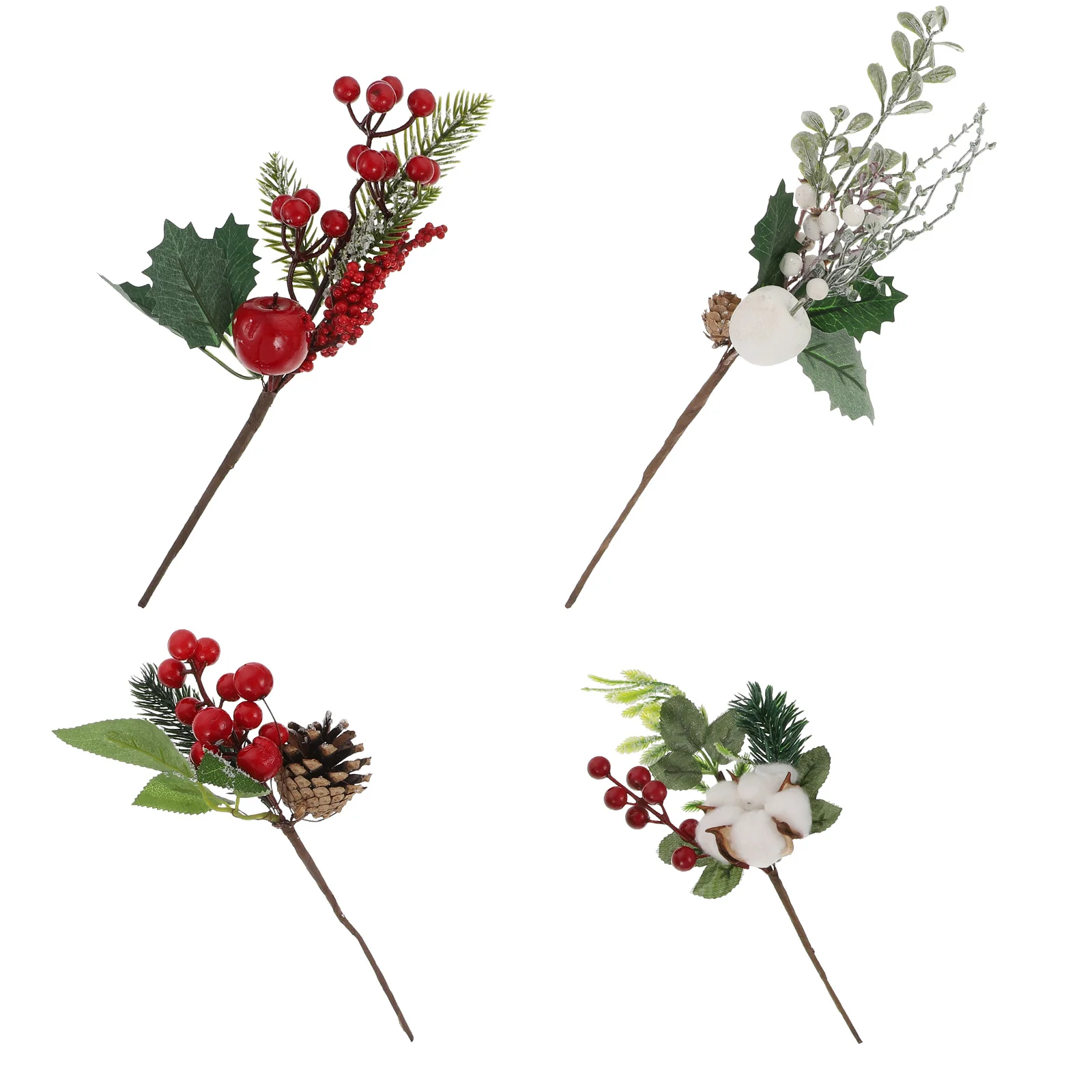 

4 Pcs Artificial Berry Branches Lightweight Decor Christmas Table Home Party Wedding Crafts Simulated Plant Flower