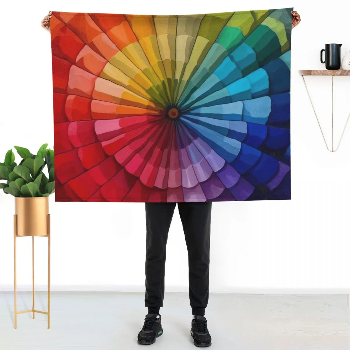 Coloring Wheel Painting Throw Blanket Single Sleeping Bag Thermal Plaid Flannel Cute Plaid Blankets