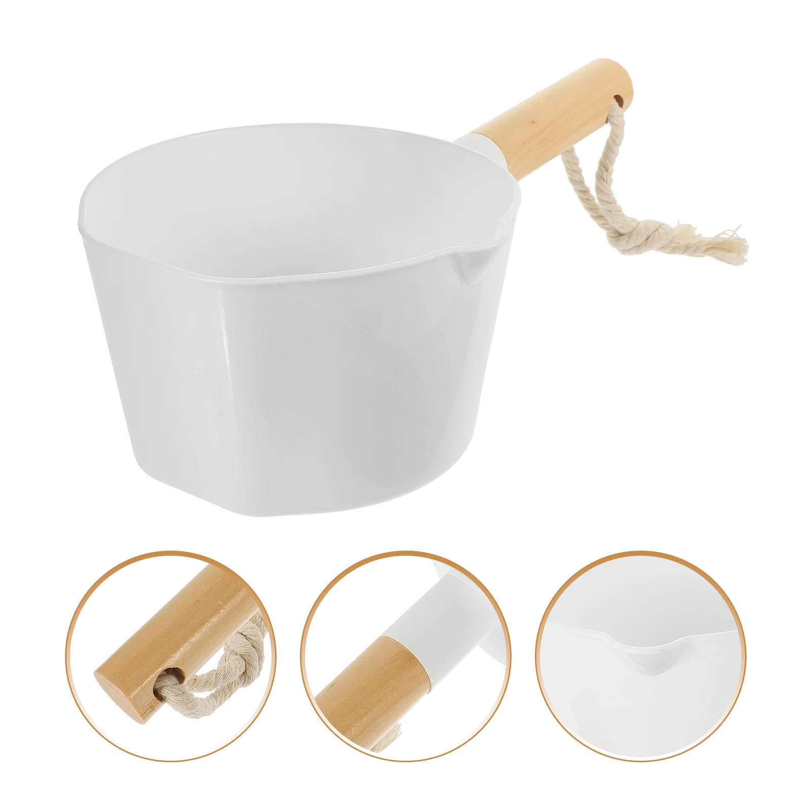 

Kitchen Wooden Long Handle Water Ladle Bathroom Bailer White Water Scoop Home Accessories Long Handle water scoop