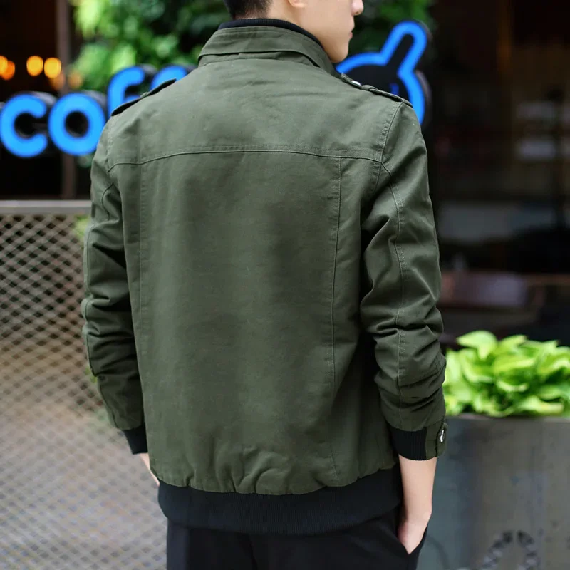 Mens Jacket Fashion Army Military Jacket Man Coats Bomber Jacket Stand Male Casual Coats Streetwear Chamarras Para ZL178