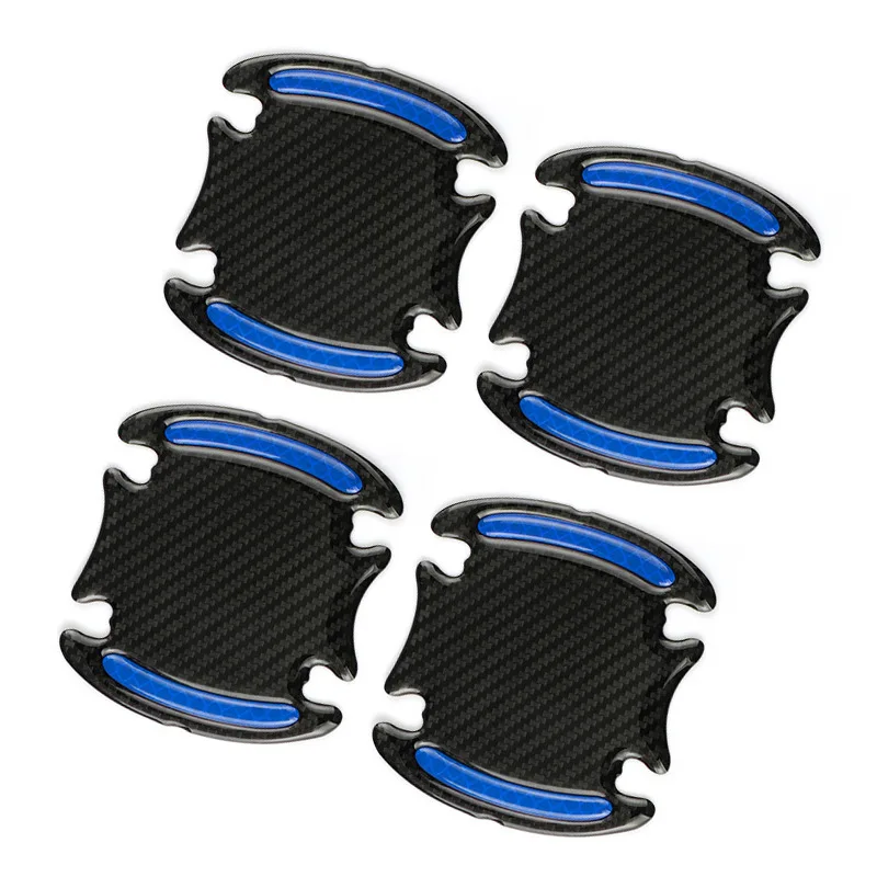

4pcs/8pcs Car Door Handle Guard Scratch Sticker With Reflective Carbon Fiber Sticker