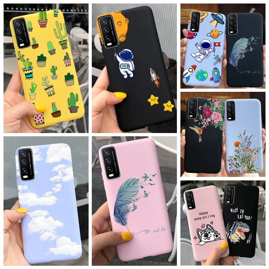 For Vivo V2027 Case Silicone Soft Cactus Phone Cases for Vivo Y12s / VivoY11s Case Candy TPU Coque for Vivo Y 11S 12s Etui Capa