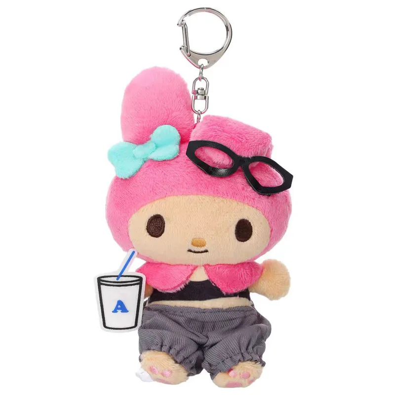 15cm bonito dos desenhos animados kawaii preto mala de couro maiô olá kitty boneca de pelúcia chaveiro saco pingente brinquedo presente