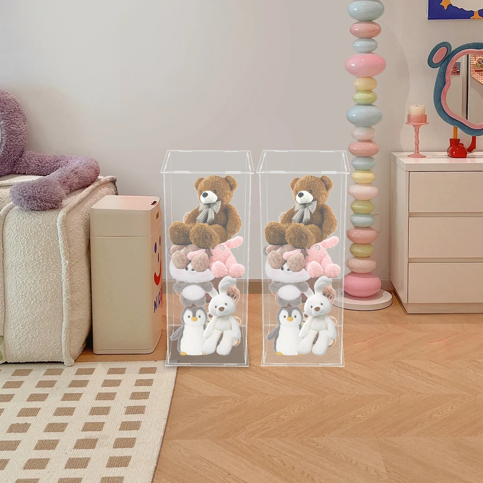 

Modern Clear Acrylic Flower Stand - Display Tower for Wedding Birthday Table Decor - 25x25x60cm 5kg Capacity Centerpiece Holder