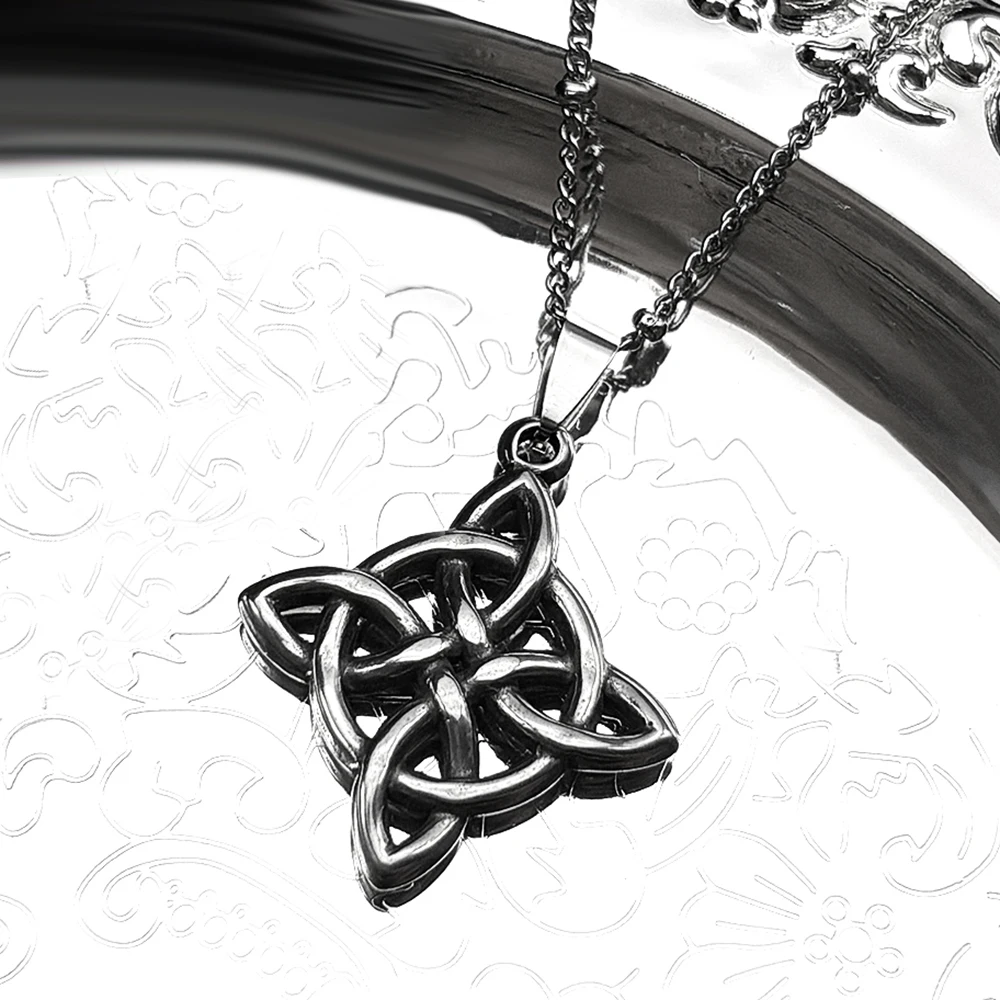 Vintage Celtic Witches Knot Necklaces For Men Women Stainless Steel Nordic North Europ Amulet Choker Triquetra Jewelry Collar