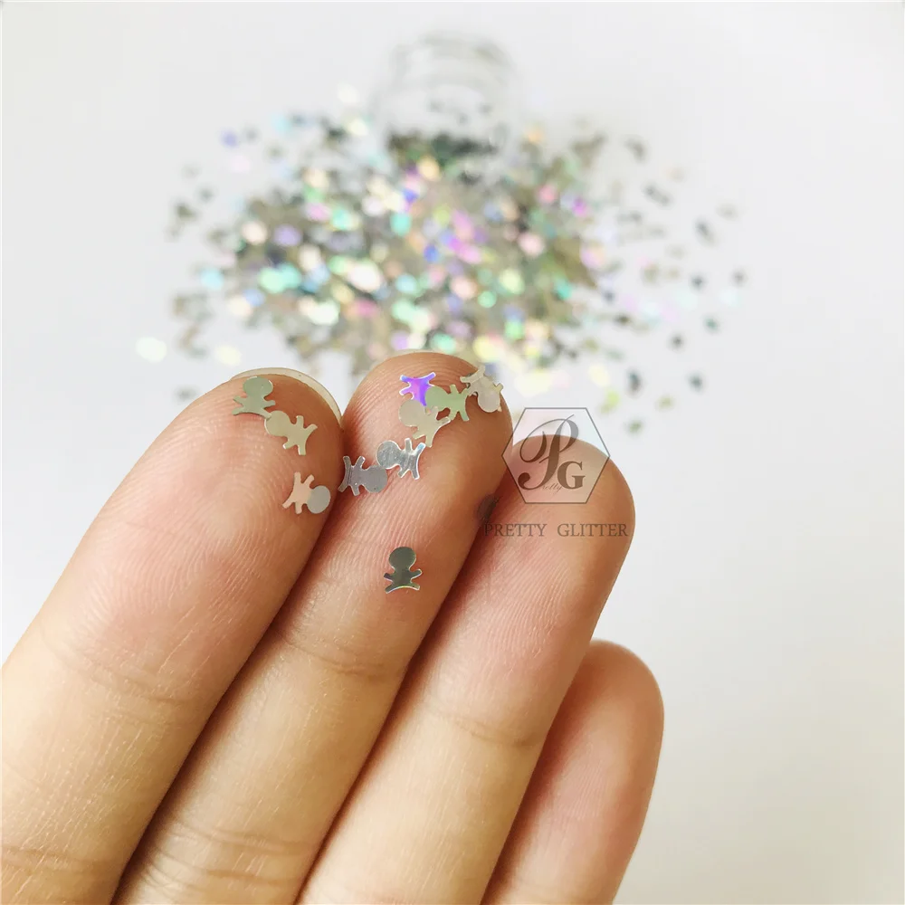 PrettyG 1 Box Skeleton Glitter Shape Halloween Nail Glitter Holographic Glitter Flakes For Nail Art Decorations Accessories