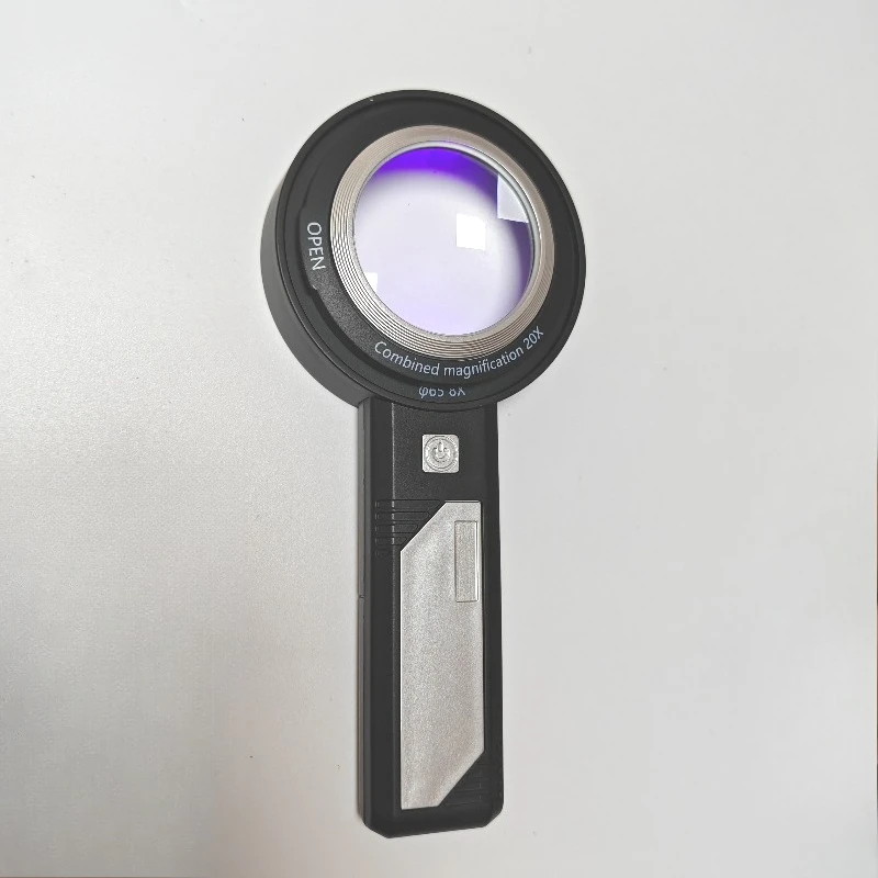 Magnifying Glass with 6 LED lights 2 UV Lights 5X 10X 15X Detachable Double-layer Lens Handheld Magnifier Loupe for Reading