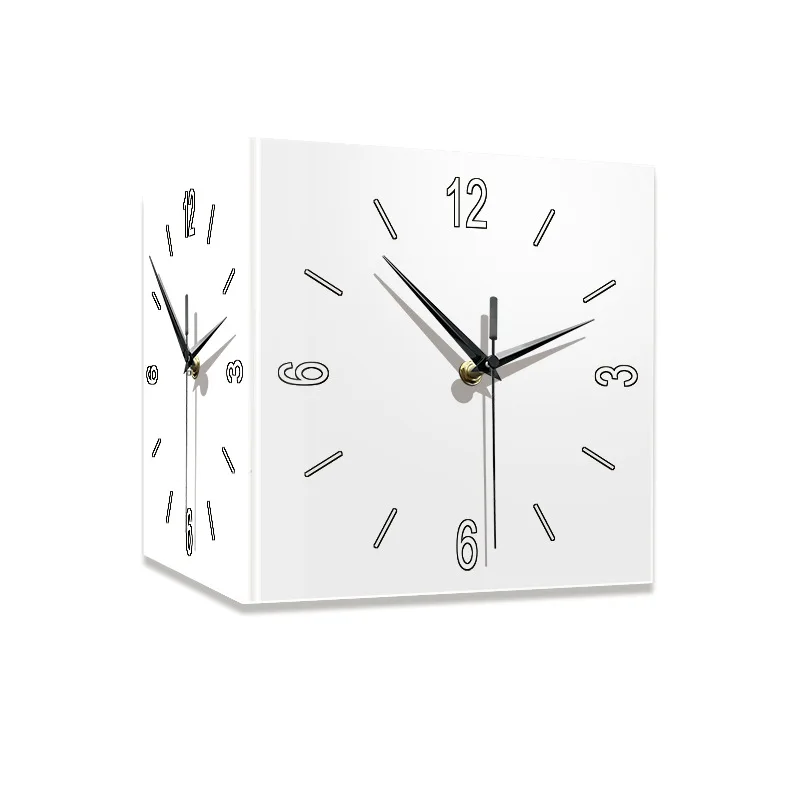 

simple living room double-sided corner clock cream wind non-punching home creative clock lamp clock hanging wall