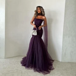 Thinyfull 2025 Prom Evening Dresses Sexy Mermaid Strapless Saudi Arabia Tulle Party Dress Formal Cocktail Prom Gowns Customized