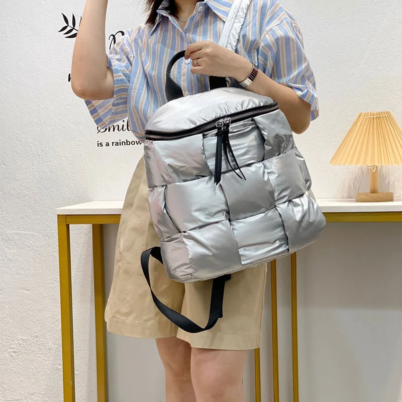 Mochila informal de algodón para mujer, bolso escolar de Color sólido, moda coreana, otoño e invierno, novedad de 2023